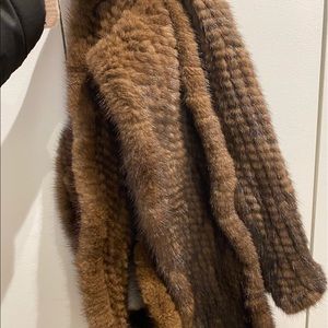 Real luxury mink super long knitted brown scarf